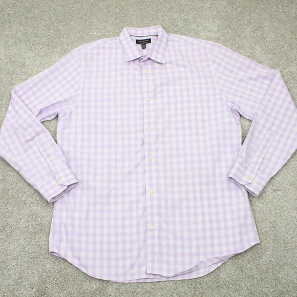 Banana Republic Shirt Men XL 17-17 1/2,  35/36 Purple Non-Iron Tailored Slim L/S - Picture 2 of 14